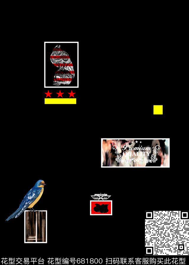 男装定位鸟几何数码印花华亿平台下载（图片编号: 681800） - 瓦栏（Walan）