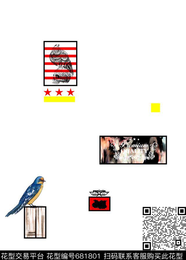 男装定位鸟几何数码印花华亿平台下载（图片编号: 681801） - 瓦栏（Walan）