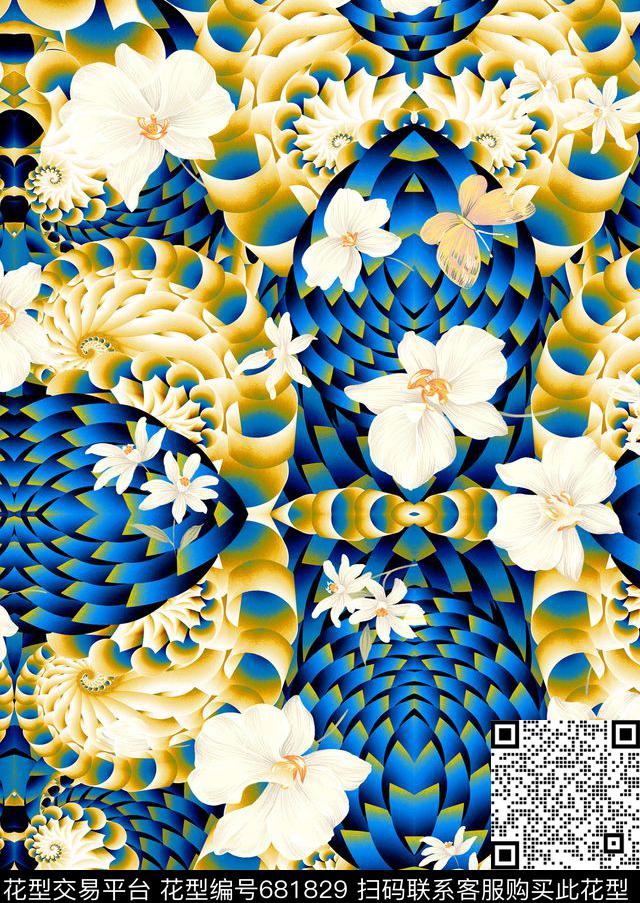 抽象几何体力数码印花华亿平台下载（图片编号: 681829） - 瓦栏（Walan）