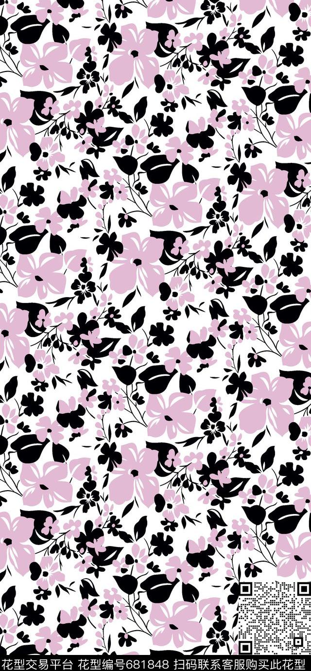 乱花花朵花卉传统印花华亿平台下载（图片编号: 681848） - 瓦栏（Walan）