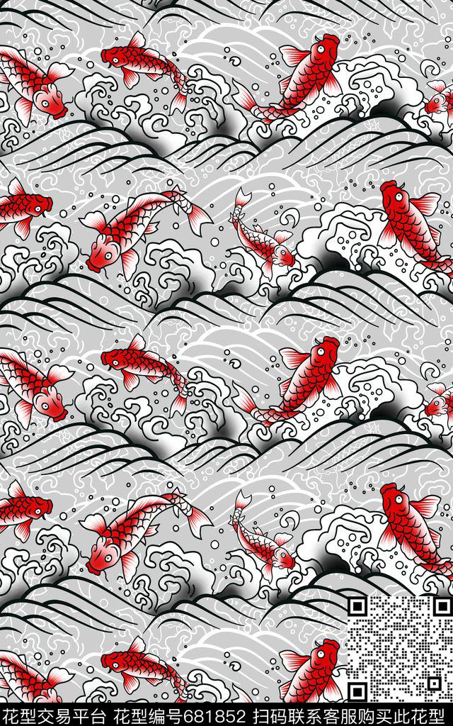 云纹民族风中国风数码印花华亿平台下载（图片编号: 681852） - 瓦栏（Walan）