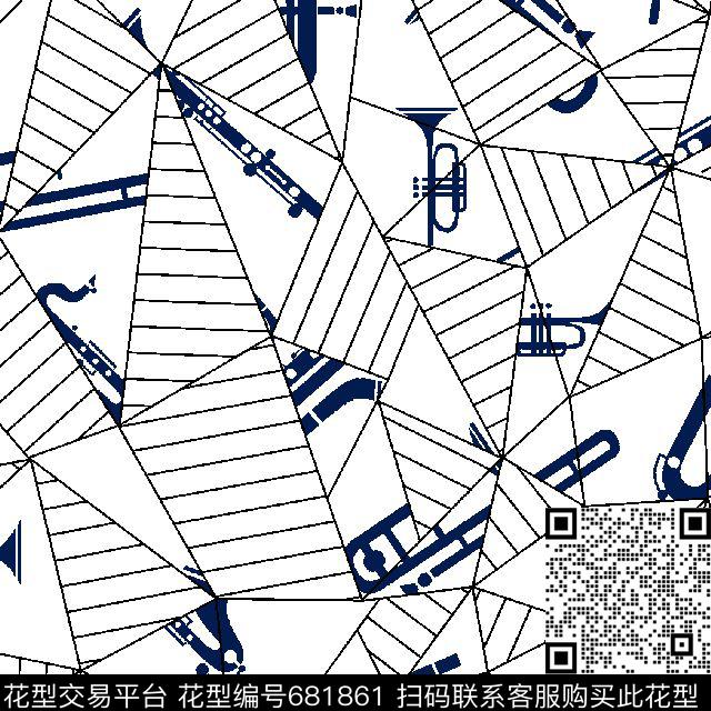 不规则几何菱形乐器传统印花华亿平台下载（图片编号: 681861） - 瓦栏（Walan）