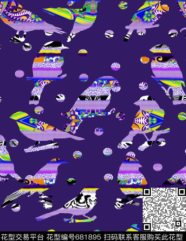 几何抽象拼接数码印花华亿平台下载（图片编号: 681895） - 瓦栏（Walan）