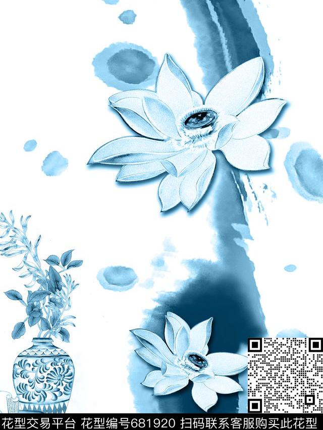 青花瓷中国风Fei-民族风数码印花华亿平台下载（图片编号: 681920） - 瓦栏（Walan）