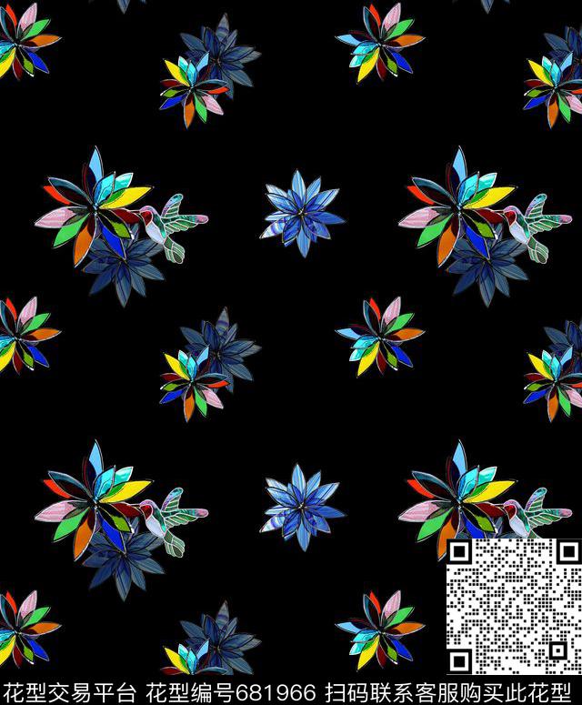 花碎花植物数码印花华亿平台下载（图片编号: 681966） - 瓦栏（Walan）