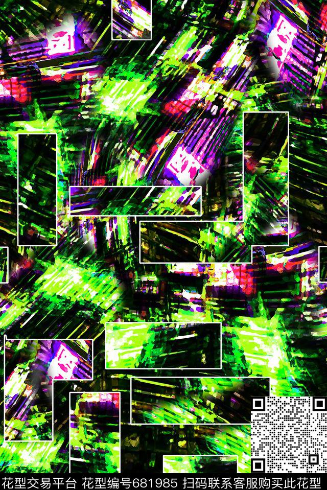 男装抽象几何数码印花华亿平台下载（图片编号: 681985） - 瓦栏（Walan）