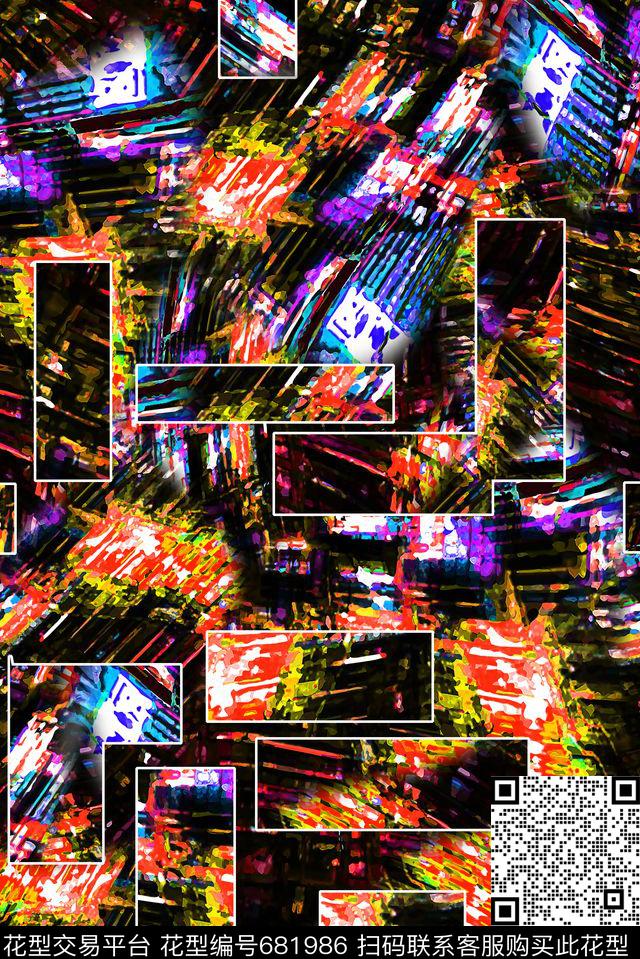 男装抽象几何数码印花华亿平台下载（图片编号: 681986） - 瓦栏（Walan）