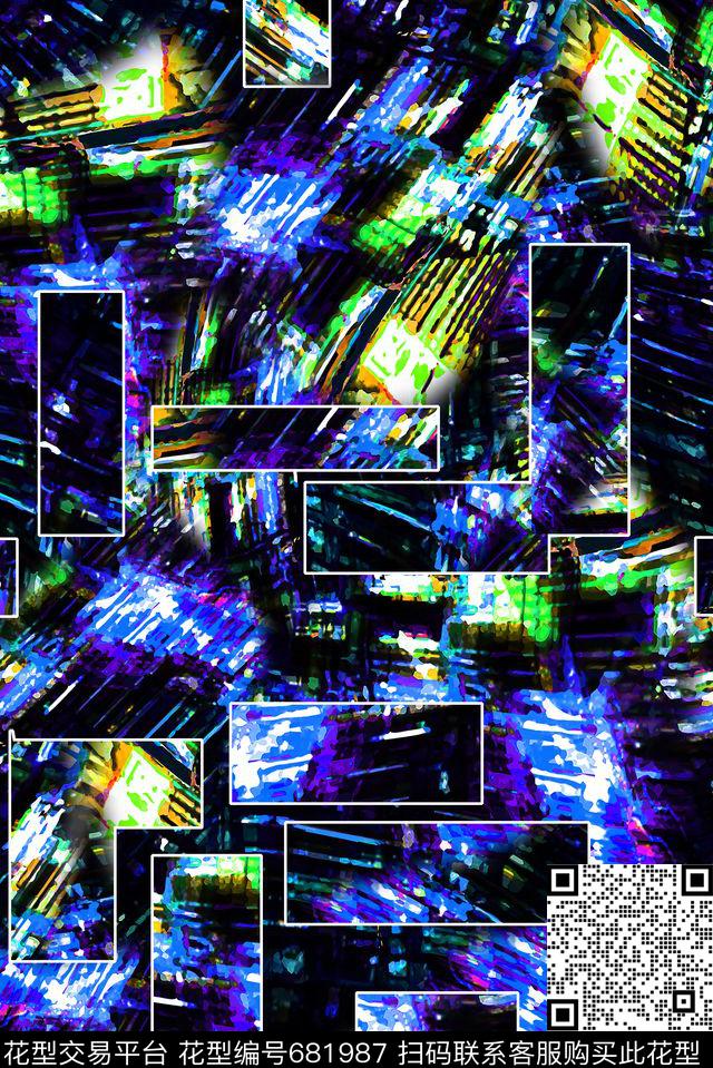 男装抽象几何数码印花华亿平台下载（图片编号: 681987） - 瓦栏（Walan）