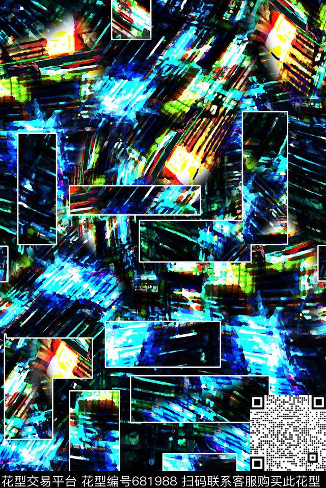 男装抽象几何数码印花华亿平台下载（图片编号: 681988） - 瓦栏（Walan）