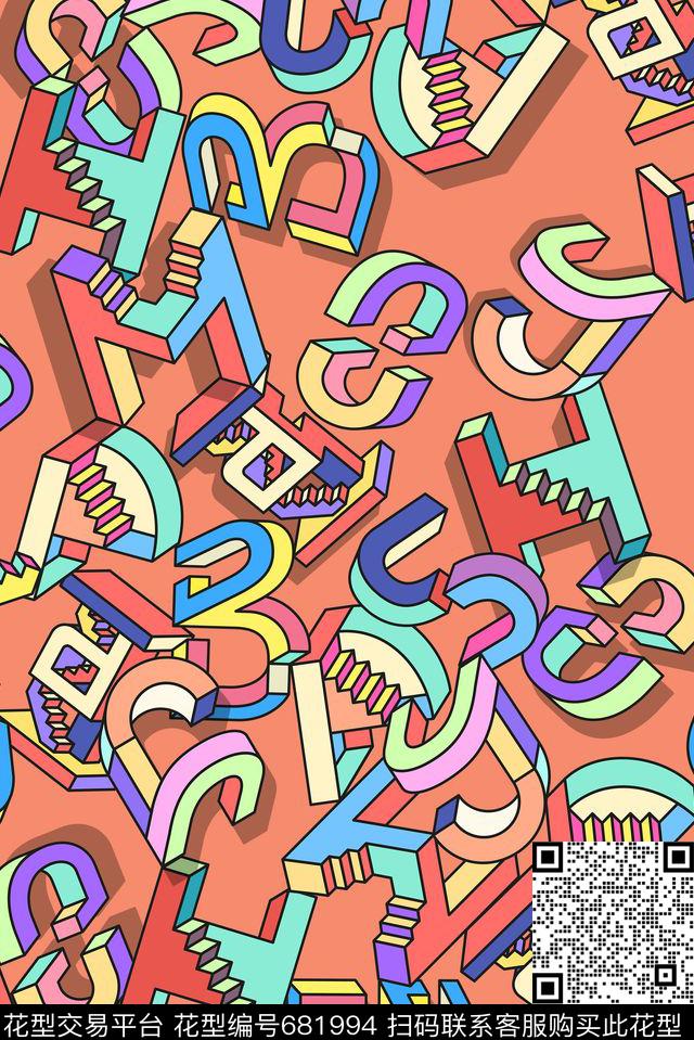 几何字母童装传统印花华亿平台下载（图片编号: 681994） - 瓦栏（Walan）