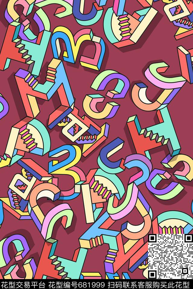 几何字母童装传统印花华亿平台下载（图片编号: 681999） - 瓦栏（Walan）