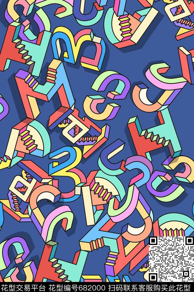 几何字母童装传统印花华亿平台下载（图片编号: 682000） - 瓦栏（Walan）