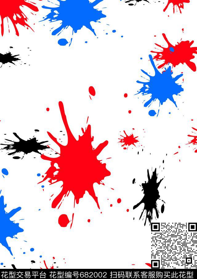 笔触肌理涂鸦数码印花华亿平台下载（图片编号: 682002） - 瓦栏（Walan）