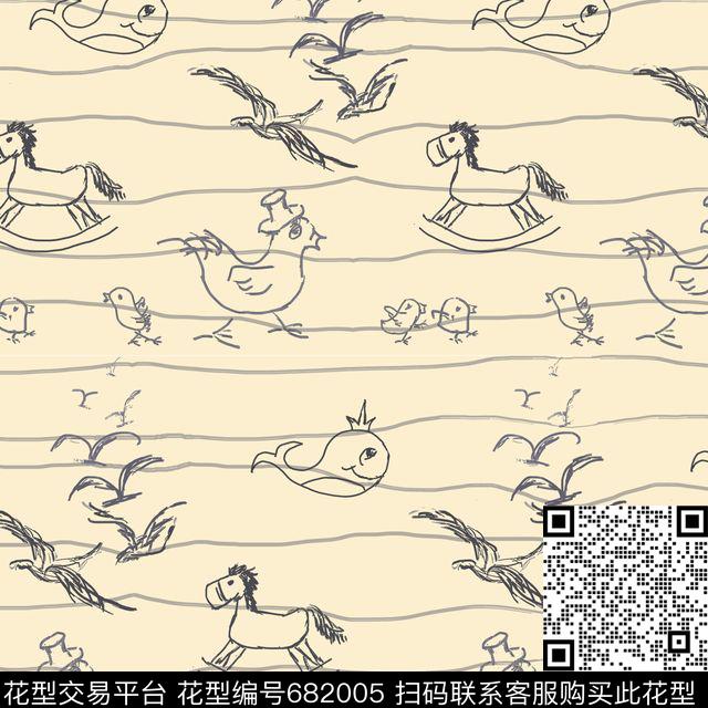 动物线条简约传统印花华亿平台下载（图片编号: 682005） - 瓦栏（Walan）