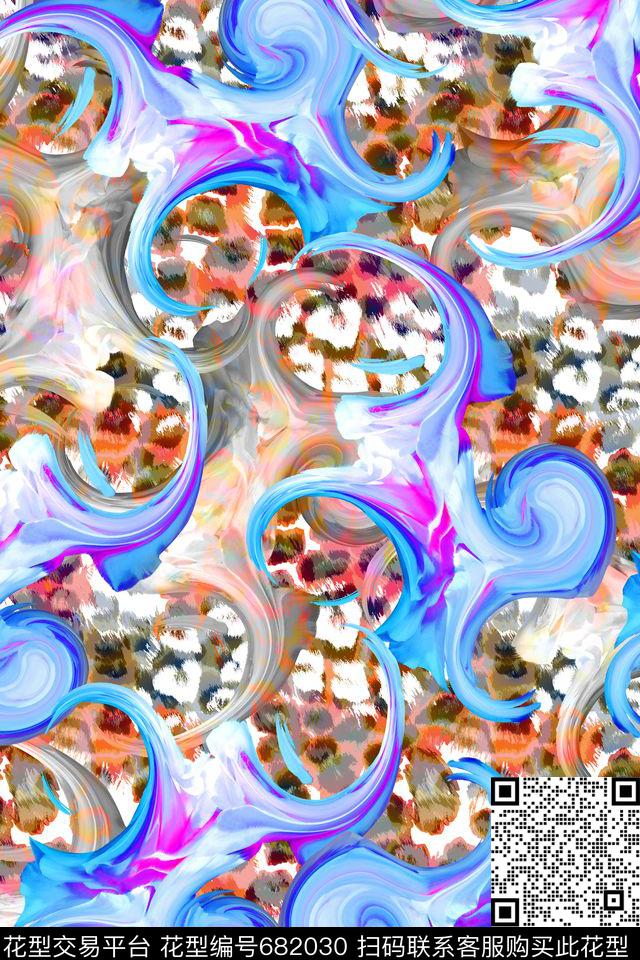 女装几何抽象数码印花华亿平台下载（图片编号: 682030） - 瓦栏（Walan）