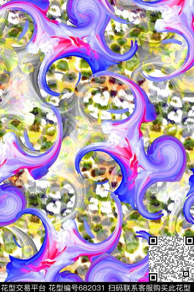 女装几何抽象数码印花华亿平台下载（图片编号: 682031） - 瓦栏（Walan）