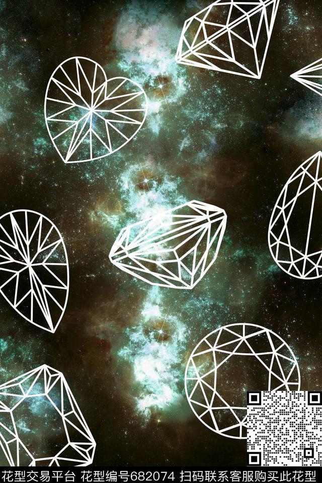 星空圆形三角形数码印花华亿平台下载（图片编号: 682074） - 瓦栏（Walan）