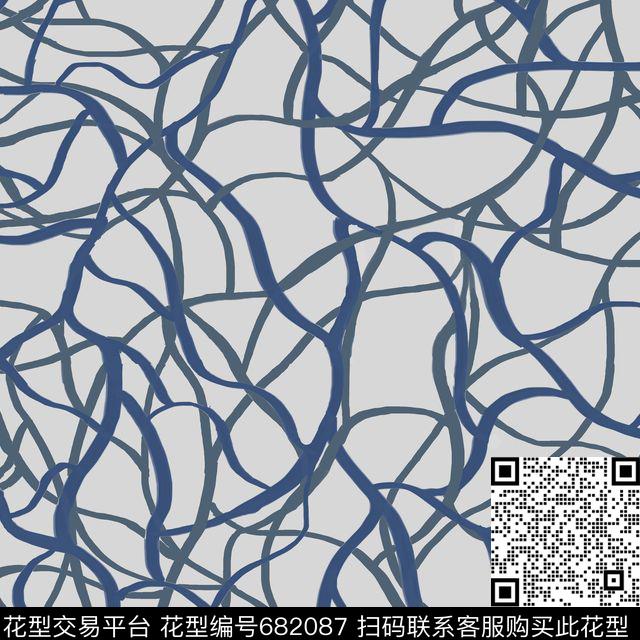 抽象街头线条传统印花华亿平台下载（图片编号: 682087） - 瓦栏（Walan）