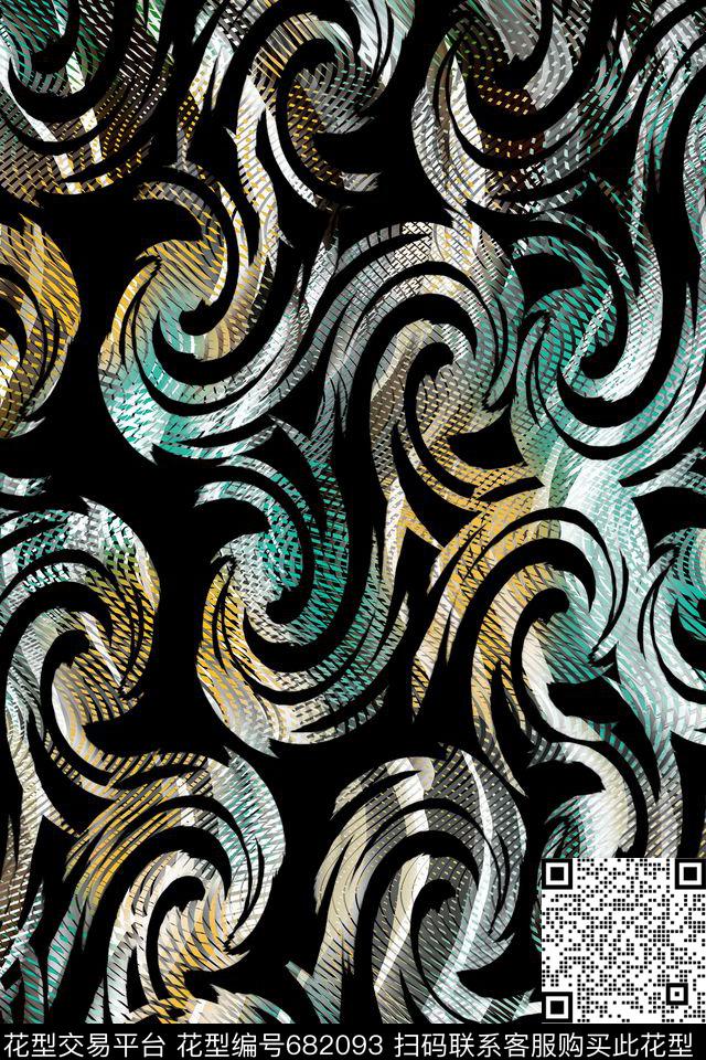 螺旋抽象花纹数码印花华亿平台下载（图片编号: 682093） - 瓦栏（Walan）
