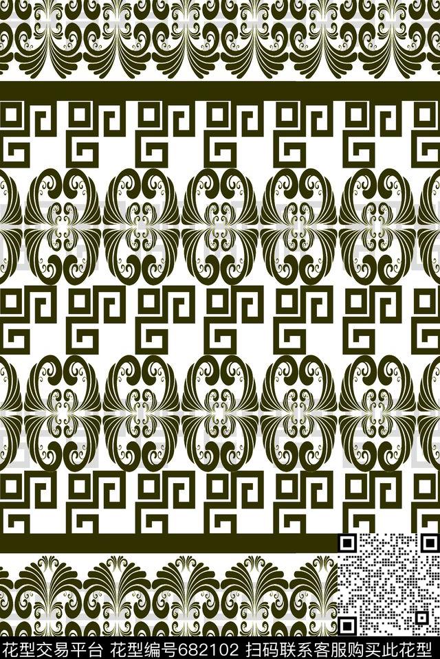 花纹青花瓷中国风数码印花华亿平台下载（图片编号: 682102） - 瓦栏（Walan）