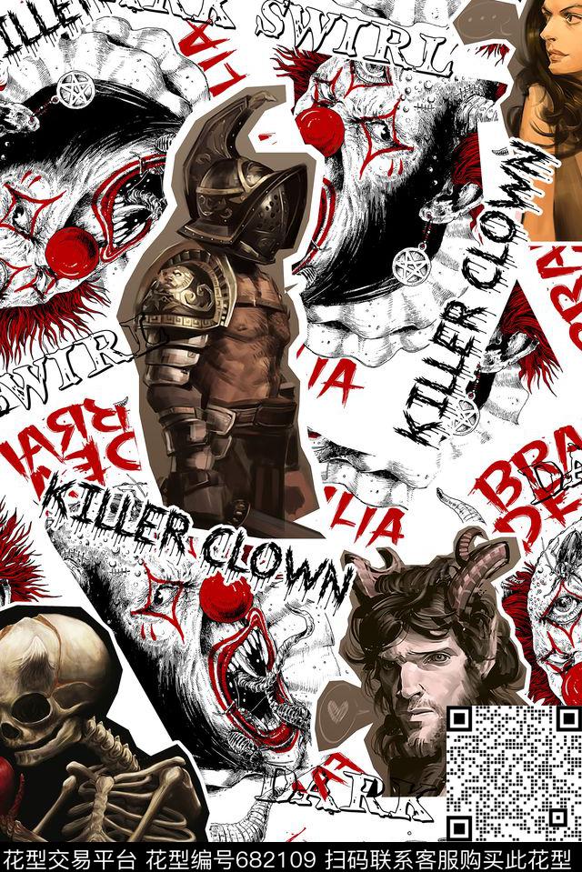 插画人物字母数码印花华亿平台下载（图片编号: 682109） - 瓦栏（Walan）