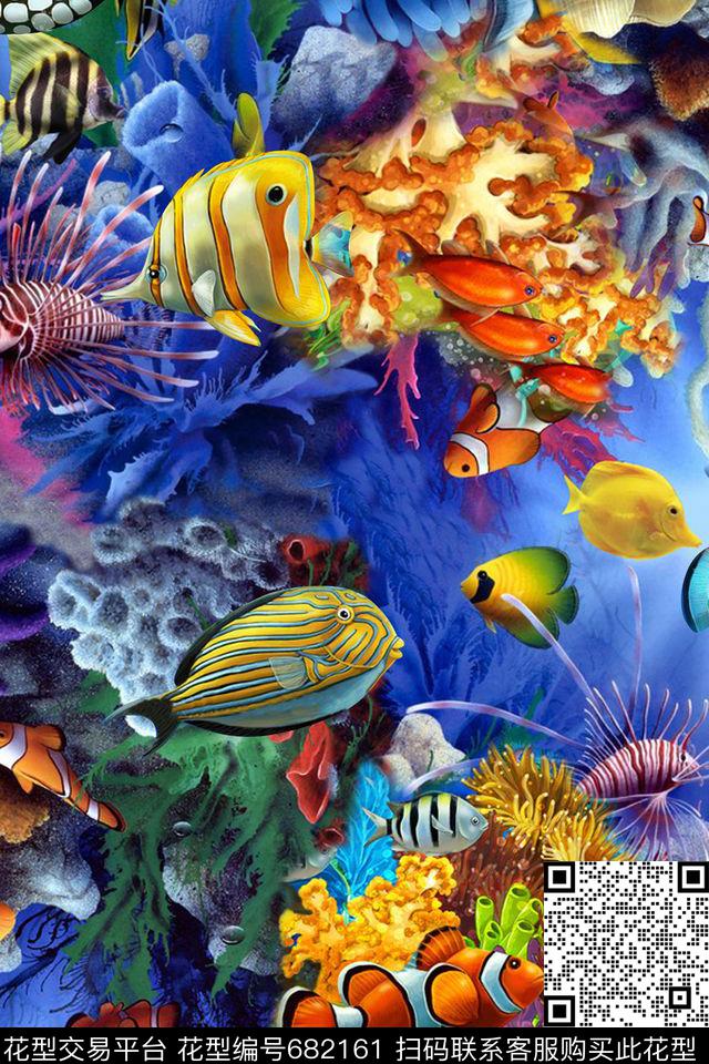 此华亿平台为1/2跳接热带鱼数码印花华亿平台下载（图片编号: 682161） - 瓦栏（Walan）