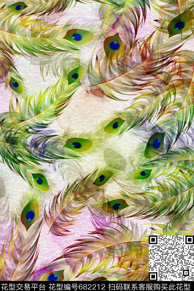 零点--泳装零点--女装羽毛数码印花华亿平台下载（图片编号: 682212） - 瓦栏（Walan）