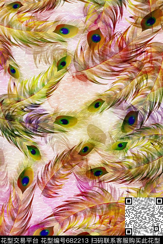 零点--泳装零点--女装羽毛数码印花华亿平台下载（图片编号: 682213） - 瓦栏（Walan）