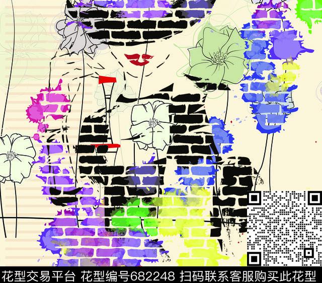 花卉花朵、色块数码印花华亿平台下载（图片编号: 682248） - 瓦栏（Walan）
