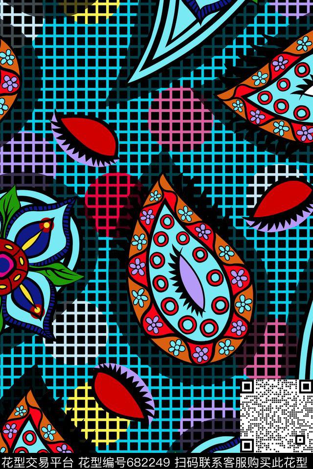 火腿花腰果佩斯利传统印花华亿平台下载（图片编号: 682249） - 瓦栏（Walan）