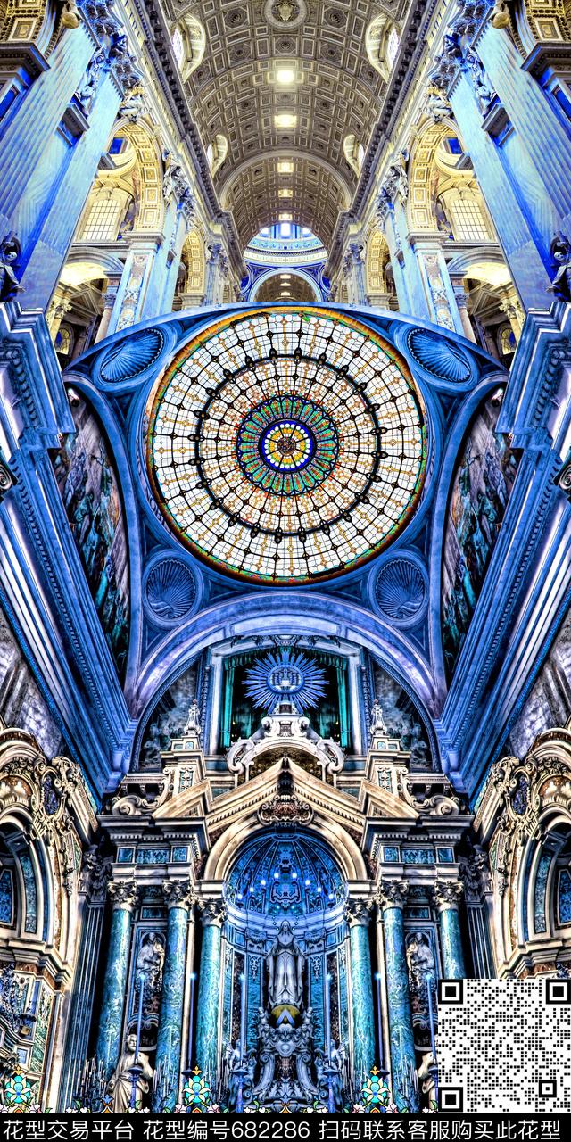 欧式建筑风景数码印花华亿平台下载（图片编号: 682286） - 瓦栏（Walan）