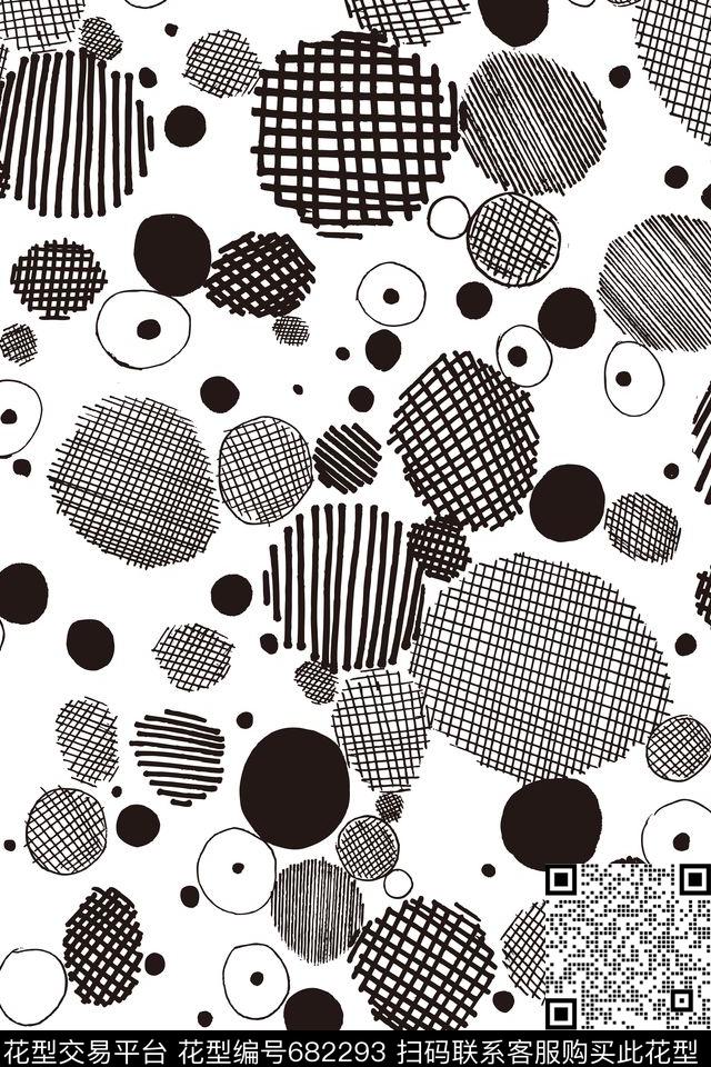 圆形波点黑底传统印花华亿平台下载（图片编号: 682293） - 瓦栏（Walan）