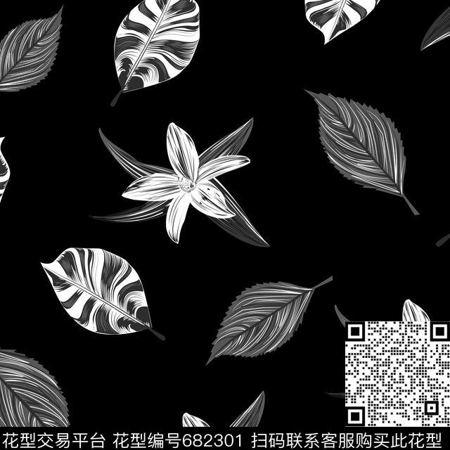 花卉大方热带叶子传统印花华亿平台下载（图片编号: 682301） - 瓦栏（Walan）