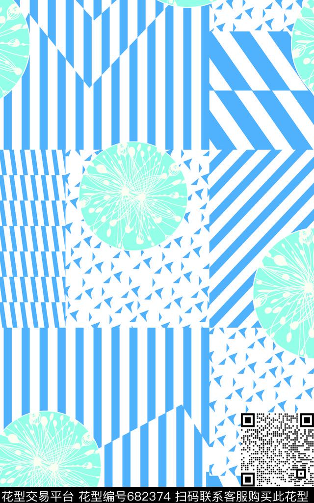 条条渐变花数码印花华亿平台下载（图片编号: 682374） - 瓦栏（Walan）