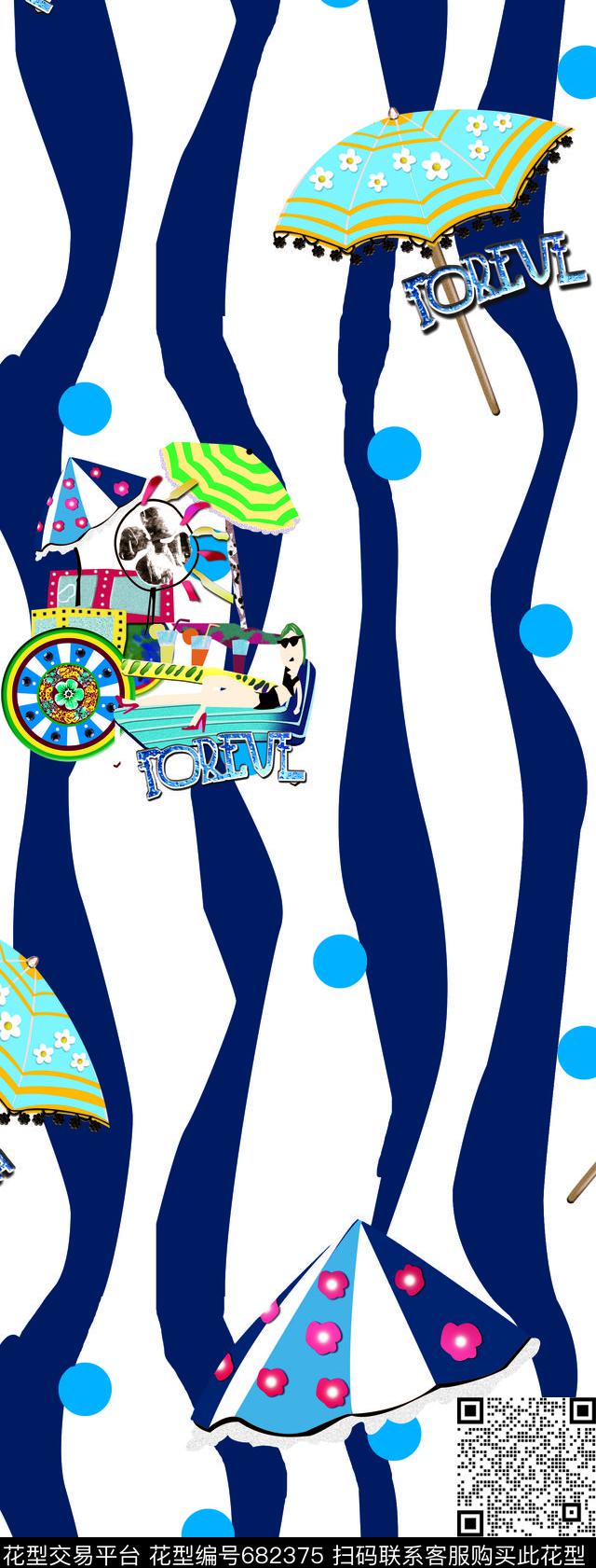 几何条条圆点数码印花华亿平台下载（图片编号: 682375） - 瓦栏（Walan）