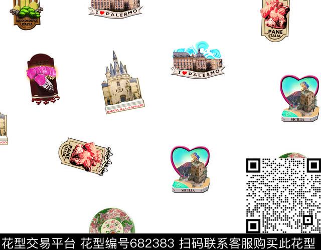 条条渐变花数码印花华亿平台下载（图片编号: 682383） - 瓦栏（Walan）