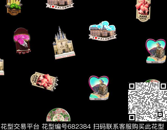 条条渐变花数码印花华亿平台下载（图片编号: 682384） - 瓦栏（Walan）