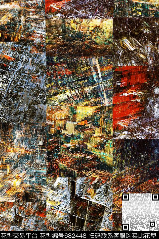 连衣裙建筑风景手绘数码印花华亿平台下载（图片编号: 682448） - 瓦栏（Walan）