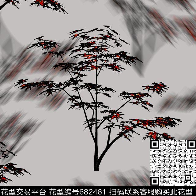 树叶男装T恤满版印花抽象数码印花华亿平台下载（图片编号: 682461） - 瓦栏（Walan）