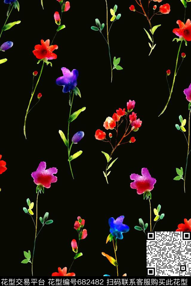 水彩小碎花女装数码印花华亿平台下载（图片编号: 682482） - 瓦栏（Walan）