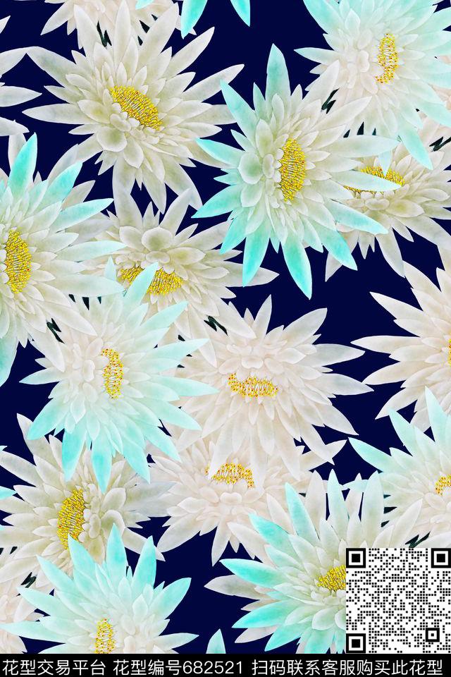 中国风大气手绘大气中国风莲花数码印花华亿平台下载（图片编号: 682521） - 瓦栏（Walan）