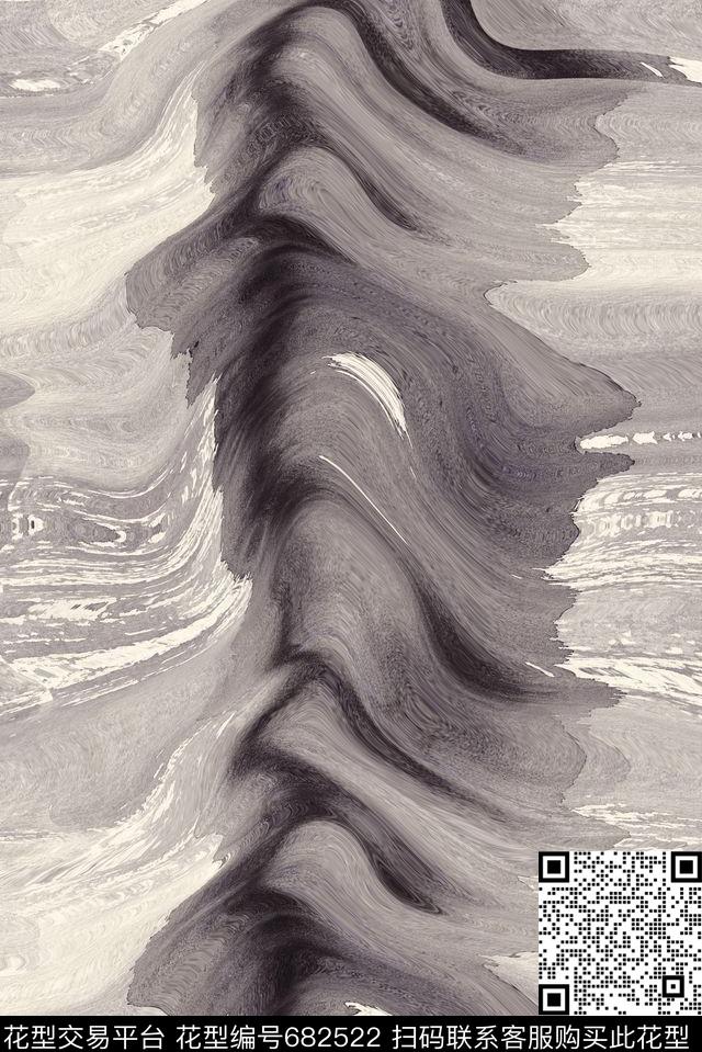 肌理山脉水墨传统印花华亿平台下载（图片编号: 682522） - 瓦栏（Walan）
