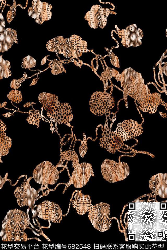 藕断丝连清爽豹纹数码印花华亿平台下载（图片编号: 682548） - 瓦栏（Walan）