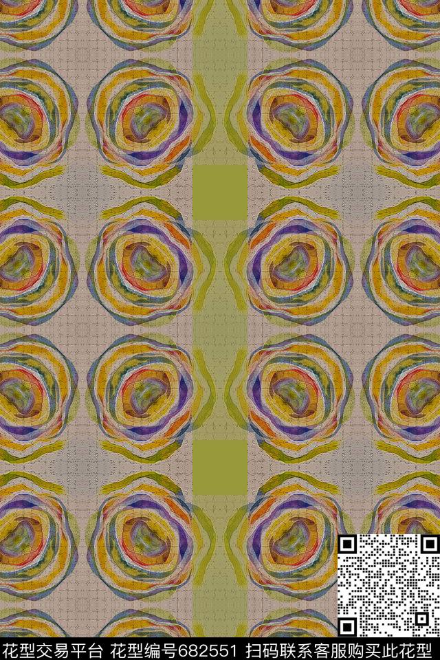 格子图案几何炫彩格子花卉意向数码印花华亿平台下载（图片编号: 682551） - 瓦栏（Walan）