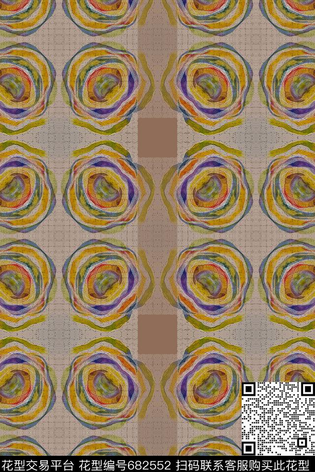 格子图案几何炫彩格子花卉意向数码印花华亿平台下载（图片编号: 682552） - 瓦栏（Walan）