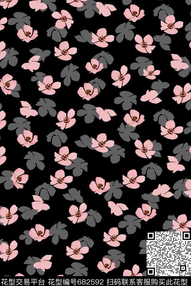 兰花手绘小碎花数码印花华亿平台下载（图片编号: 682592） - 瓦栏（Walan）