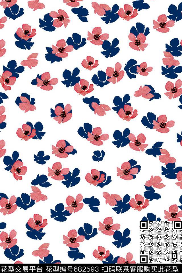 兰花手绘小碎花数码印花华亿平台下载（图片编号: 682593） - 瓦栏（Walan）