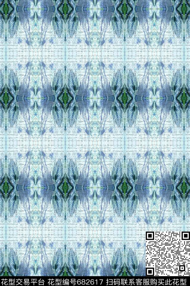 条纹混搭格子花卉意向几何炫彩数码印花华亿平台下载（图片编号: 682617） - 瓦栏（Walan）