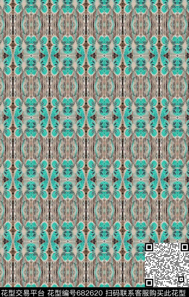 条纹混搭格子花卉意向抽象图案数码印花华亿平台下载（图片编号: 682620） - 瓦栏（Walan）