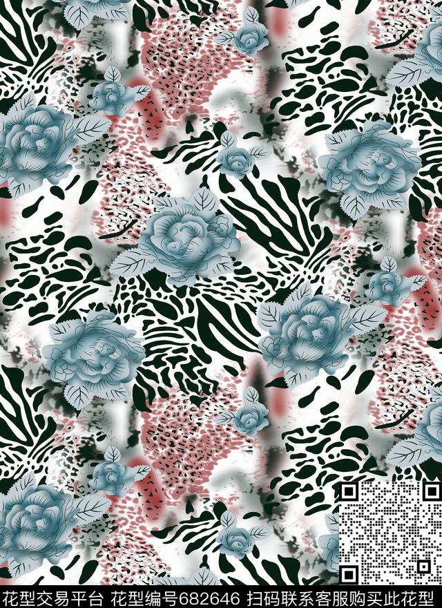 花朵花卉抽象数码印花华亿平台下载（图片编号: 682646） - 瓦栏（Walan）